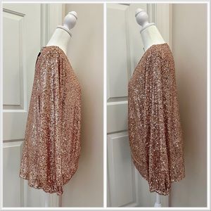 Cable & Gauge sequin top with waist twist detail and long sleeves